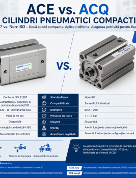 Cilindri pneumatici compacti ACE vs. ACQ: cum alegi seria potrivită pentru automatizări cu spațiu limitat